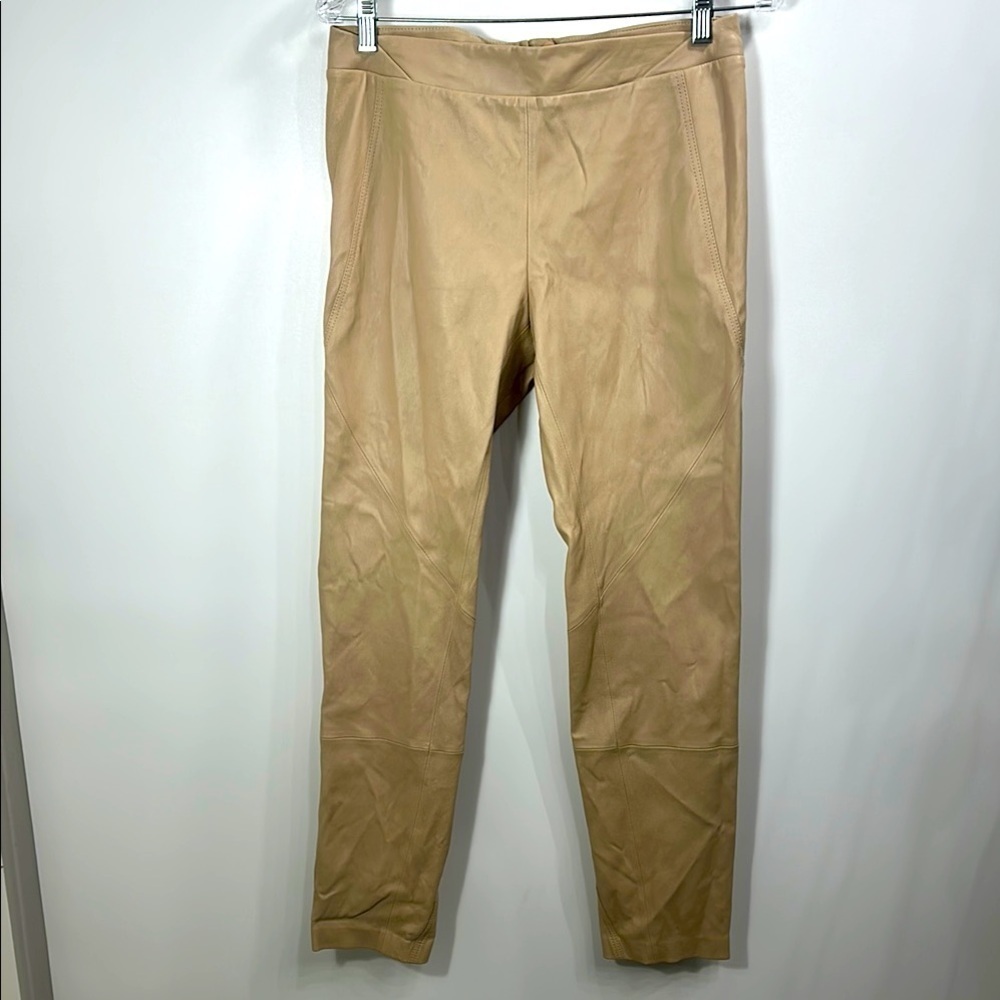 Lafayette 148 100% Leather Pants Color is Sandalwood size 6. NWT.